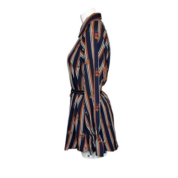 Miss Me NWT multi brown and navy striped long sleeve tunic blouse size L - Picture 7 of 16